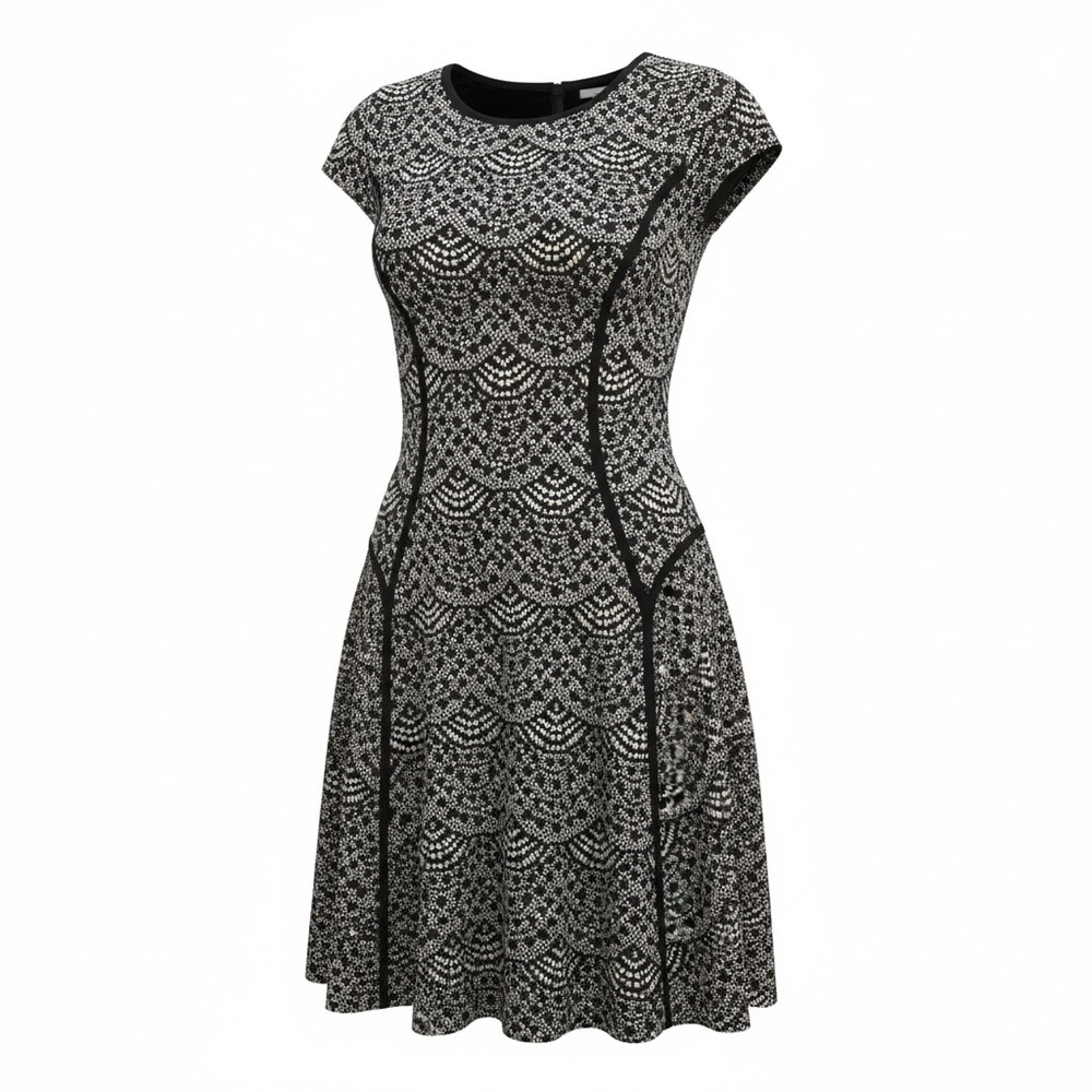 Maggy London Black and Cream Lace Midi Dress, size 12, like new - Picture 5 of 6